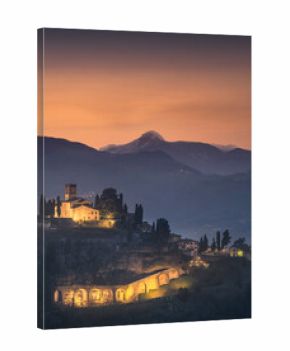 Barga Village and Cathedral at Dusk, Garfagnana, Tuscany, Italy