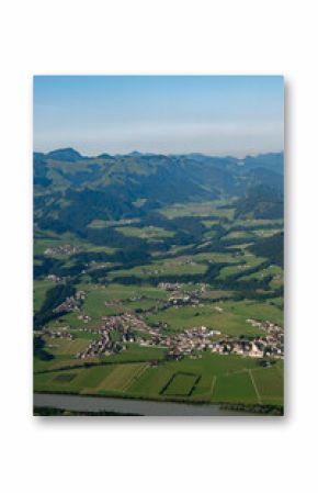 Alpine scenery in the Kufstein area in Austria seen from a small plane