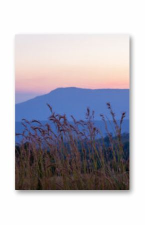 The scenery of a mountain during sunset.