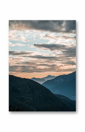 Vancouver BC, Canada landscape looking from Sea to Sky. Winding roads and mountain ranges.