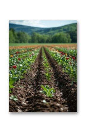 Fresh green sprouts in the spring in the field. Corn as biofuel, agricultural plants for alternative green energy