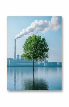 Environmental Impact: A Lone Tree in a Flooded Landscape