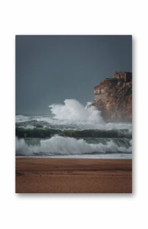 Huge waves near the cost line of Nazare, Portugal