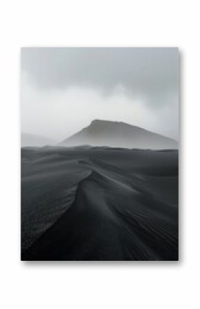 Black Sand Desert Landscape with Minimalistic Aesthetic
