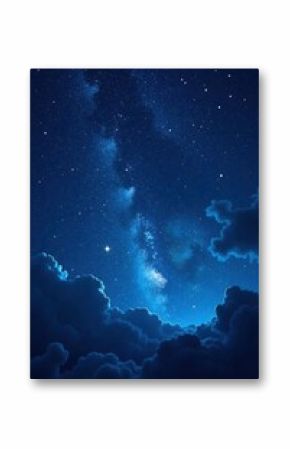 Celestial night sky with stars and galaxy in dark blue background , cosmos, celestial
