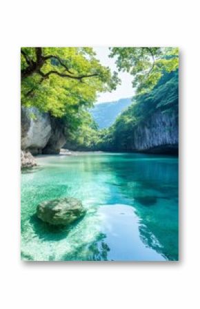 Kabira Bay reflecting sunlight in Okinawa, Japan