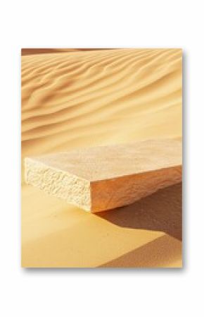 a bench on a platform in the desert 