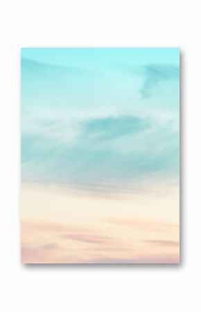 Vertical ratio size of sunset background. sky with soft and blur pastel colored clouds. gradient cloud on the beach resort. nature. sunrise.  peaceful morning. Instagram toned style