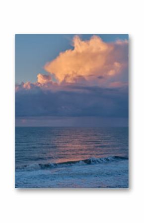 Colorful clouds over the north sea at danish coast. High quality photo