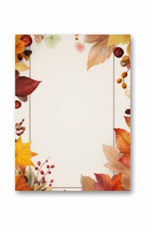 Light empty flyer with autumn leaves frame design. AI generated