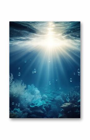 Sea background with bubbles and sunlight, the seabed without abodes