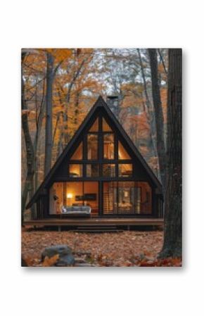 A-Frame Cabin In Autumn Woods