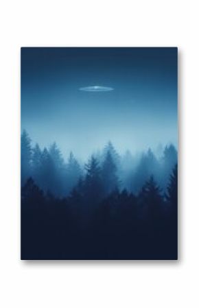 Blue wallpaper forest tree fog.