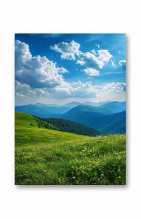 A beautiful mountain landscape with a clear blue sky