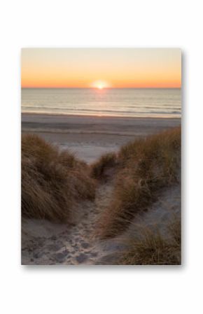 Scenic sunset at danish North Sea beach