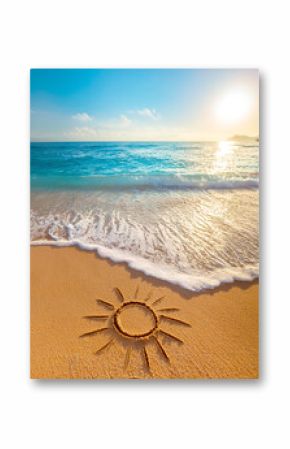 Sonne in den Sand am Meer gemalt