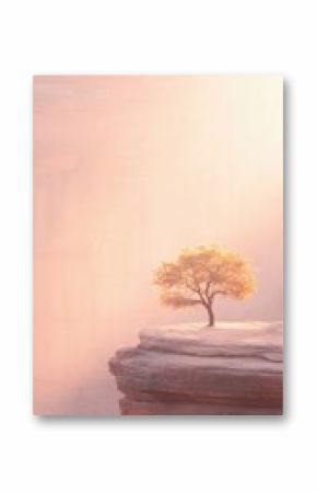 Solitary Tree on a Cliff at Sunrise