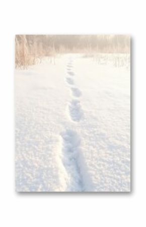 Footprints in a Snow Covered Field Path