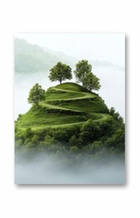 Green Hill Enveloped in Soft Morning Haze