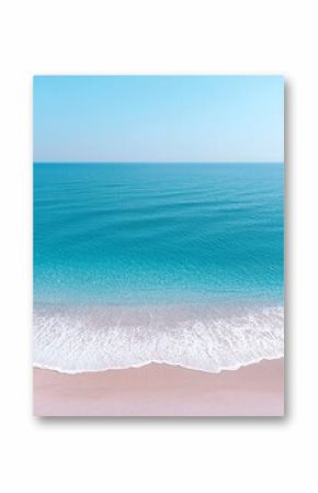 Overhead View of a Curving Shoreline with Turquoise Water and Pink Sand