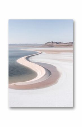Soft Pink Sand Curve on Flat Water Surface