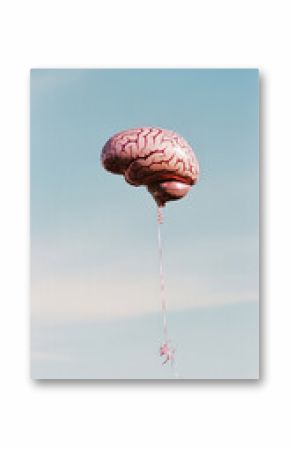 Brain Balloon Ascending in a Blue Sky