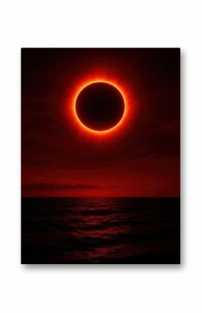 Eclipse over dark ocean