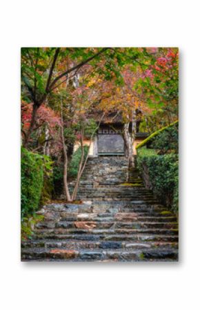The beautiful Jakko-in Temple in Ohara during fall season. Kyoto, Japan.