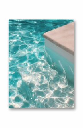 Sparkling turquoise water surrounds the edge of a smooth stone pool during sunny afternoon hours