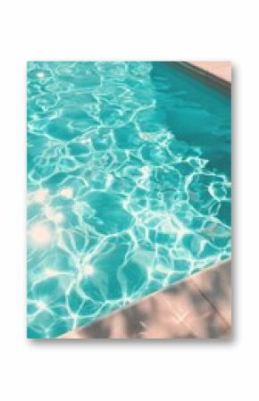 Sparkling turquoise water in a sunny swimming pool with reflections and tiled edge