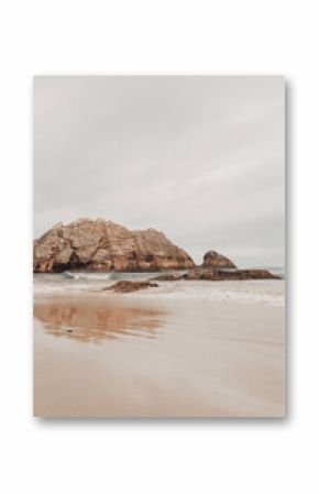 Cliffs by the ocean, summer beach background