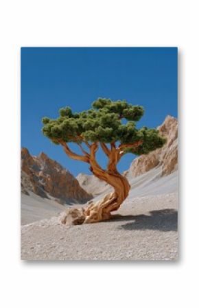 Ancient Twisted Bristlecone Pine Tree in Desert Landscape