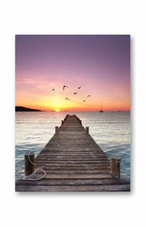 Whispers of Dawn: A Long Wooden Pier in Corsican Sunrise