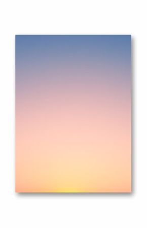 A clear, gradient sky transitions from pale blue at the top to a soft yellow-orange at the bottom, creating a serene and minimalist backdrop