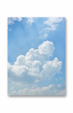 Summer Blue Sky with Puffy White Clouds Illuminated by Sunlight