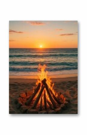 Sunset beach campfire tranquility