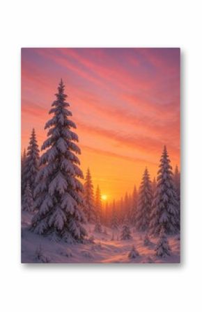 Serene winter sunset landscape beauty.
