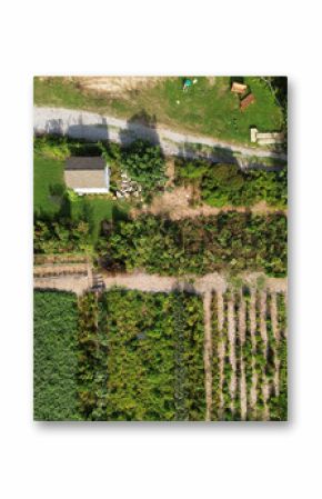 Aerial view of Raleigh City Farm, and urban farm near downtown providing fresh local produce