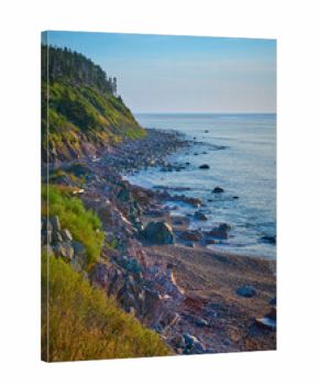 Rocky shoreline of Wreck Cove, Nova Scotia Canada.