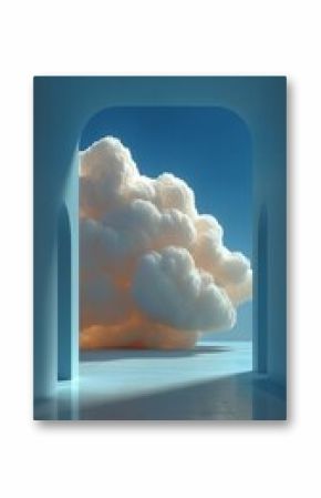 Bright Archway Leading to a Blue Sky With Fluffy Clouds at Sunset