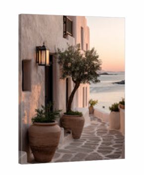 Mediterranean Seaside Villas at Sunset – AI Generative