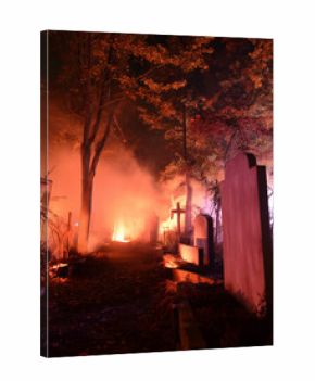 spooky halloween night in graveyard