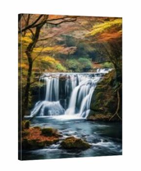 Waterfall in Japan in autumn landscape outdoors nature.
