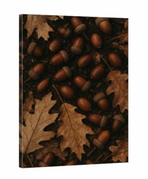 Rustic autumn acorn leaves