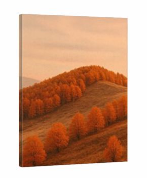 Golden autumn trees on hillside