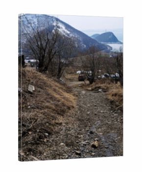 dirty path in Petropavlovsk-Kamchatsky in spring