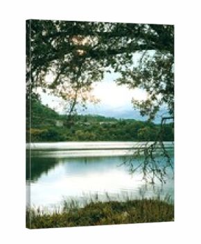 natural landscape of river or lake, castrelos reservoir, galicia