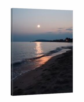 Moon horizon beach night.