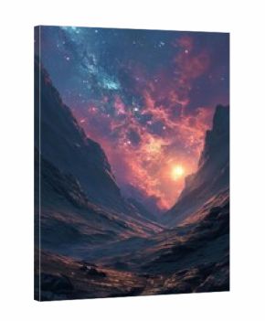 Cosmos galaxy landscape astronomy mountain.