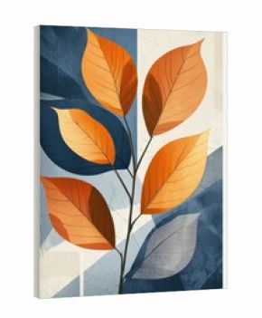 Minimalist illustration of vibrant autumn leaves with contrasting background